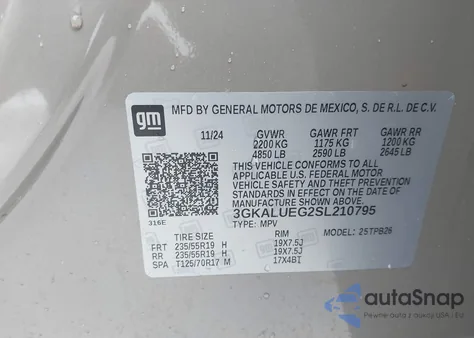 2025 GMC Terrain Awd Elevation z USA, uszkodzony, nr VIN 3GKALUEG2SL210795